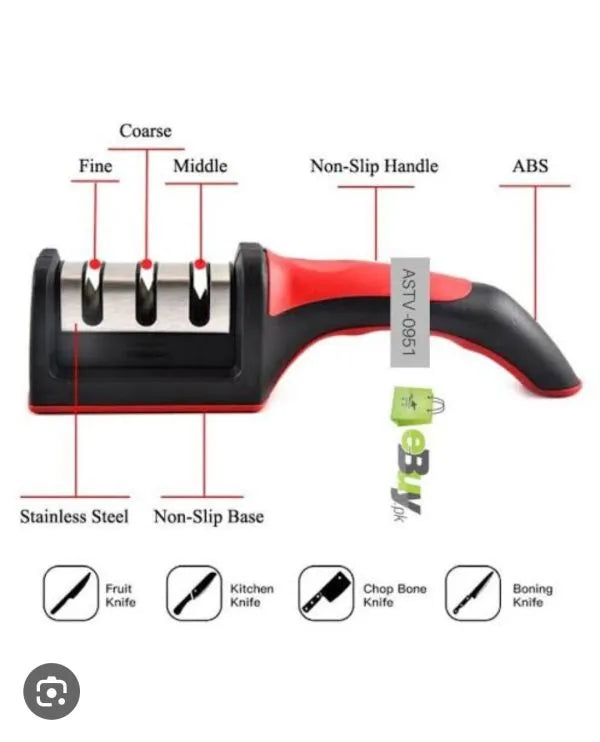 3-in-1 Manual Knife Sharpener | Fast, Safe & Easy Blade Sharpening